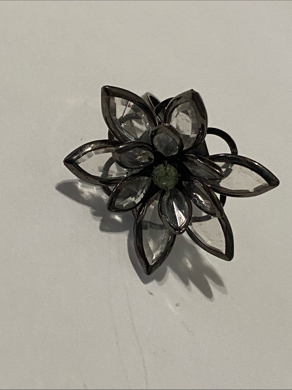 Floral Crystal Statement Ring in Clear and Green